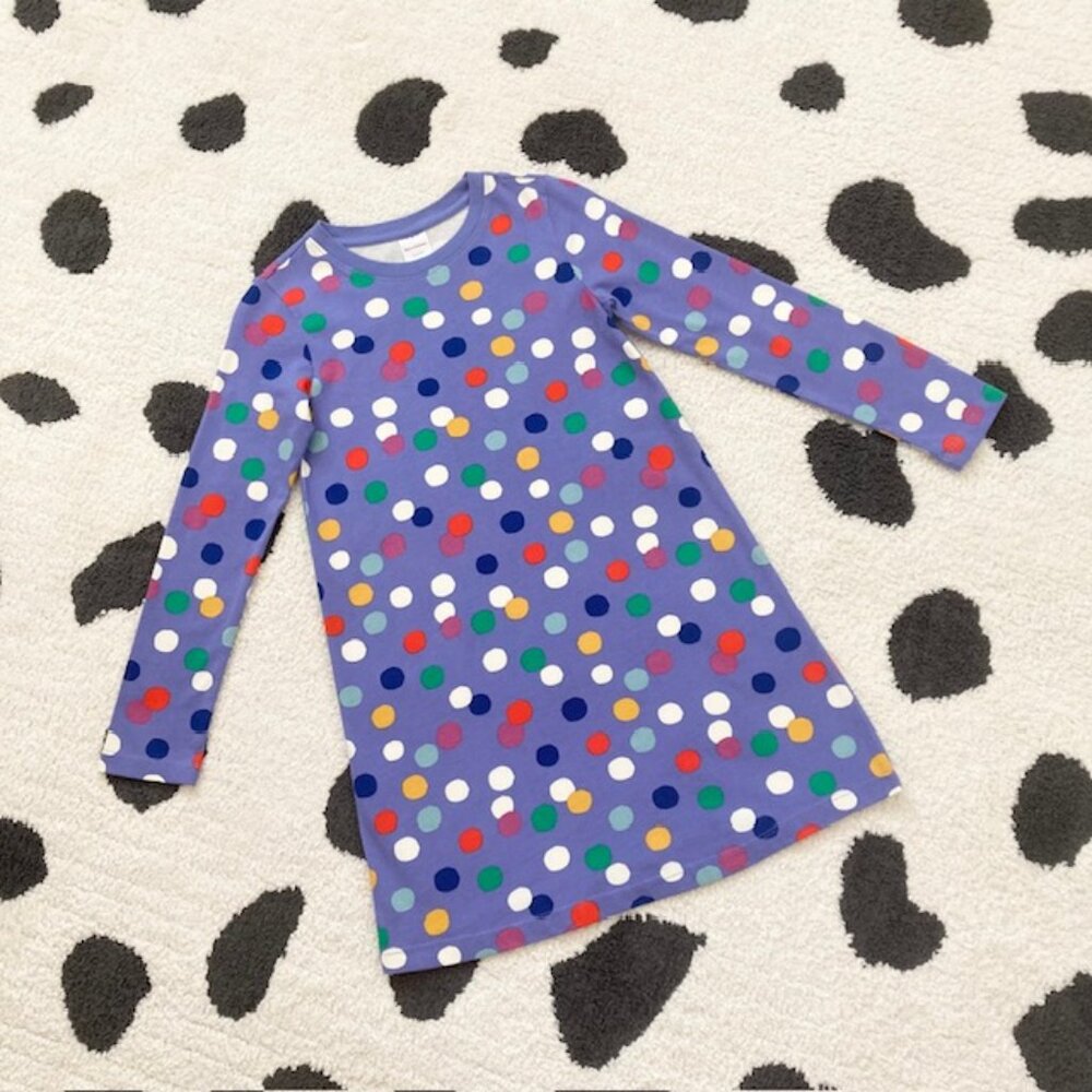 Hanna Andersson Girls Size 8 130 CM Polka Dot Print Long Sleeve Cotton Dress